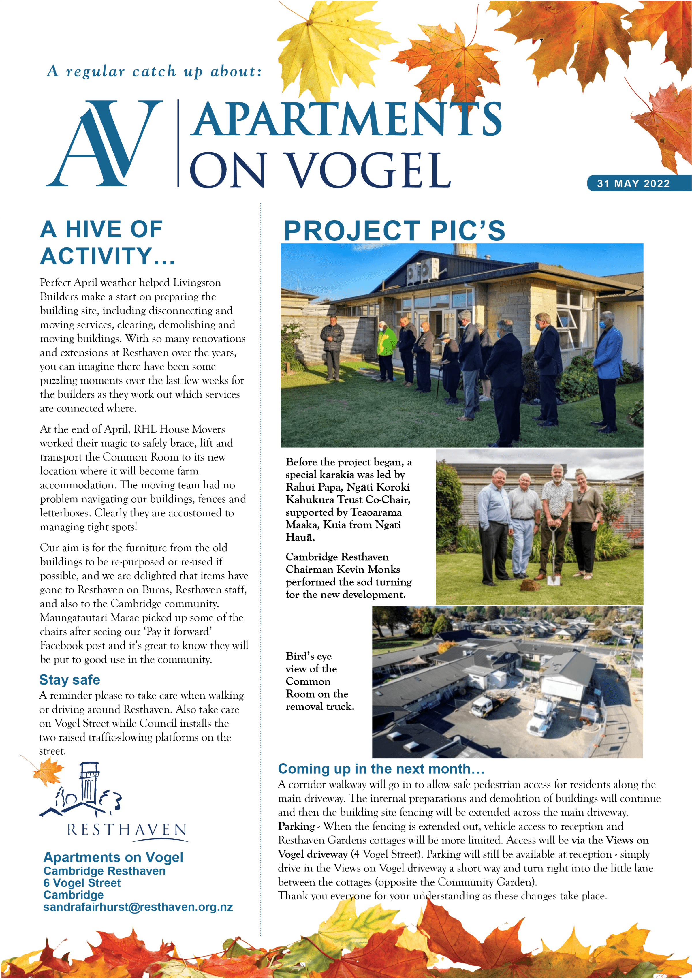 Read the Apartments on Vogel May 22 Newsletter