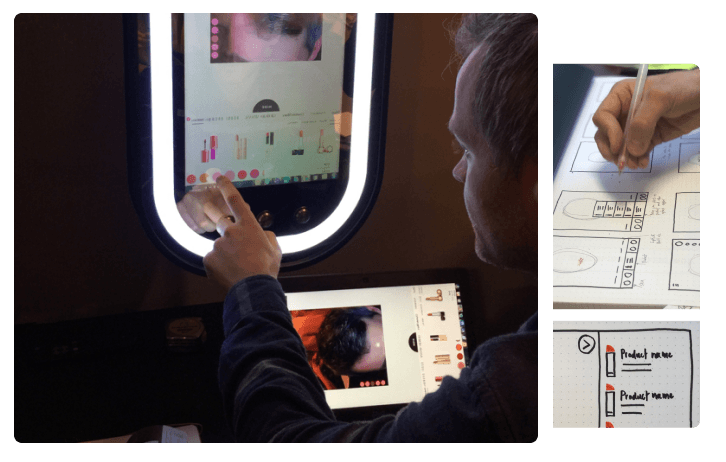 Harrods Magic Mirror AR interface in the beauty hall