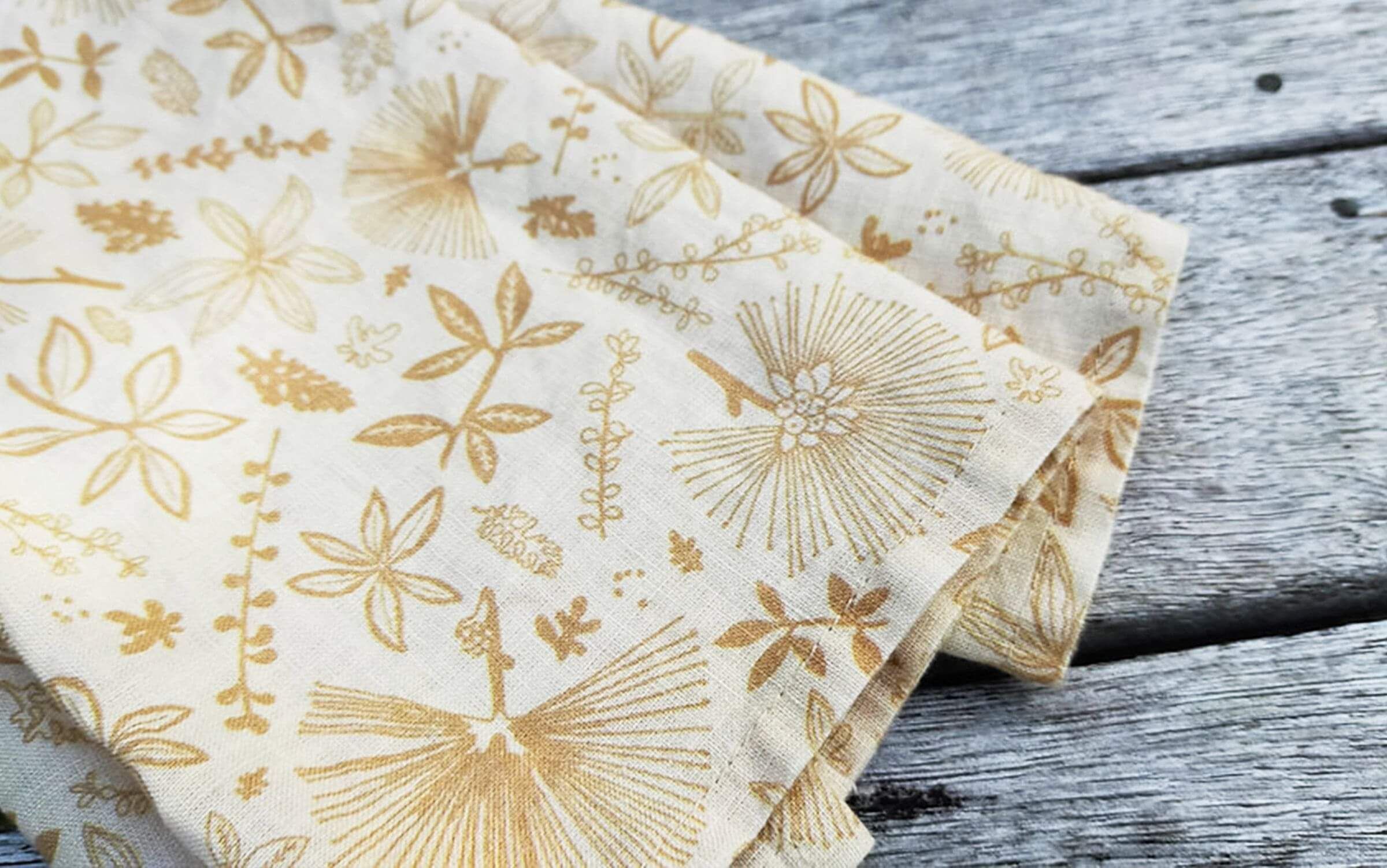 Floral illustrated linen tea towel