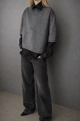 Crop - Silver Oversized Tee