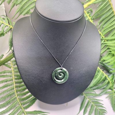 New Zealand Greenstone Pounamu Koru Pendant K0RU070