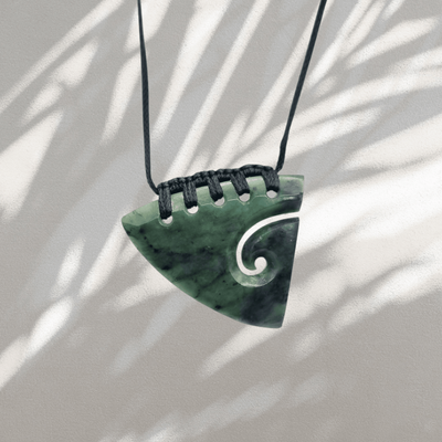 NZ Greenstone Pounamu Koru Pendant  345
