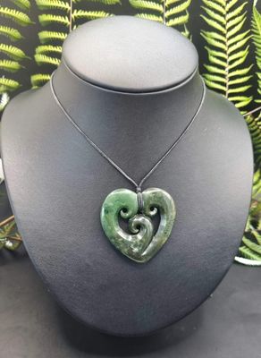 New Zealand Greenstone Pounamu Triple Koru Heart TKH004