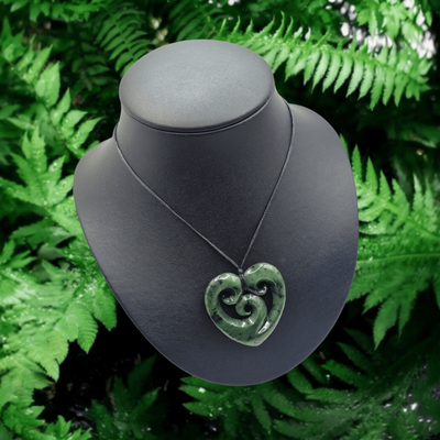New Zealand Greenstone Pounamu Triple Koru Heart TKH091