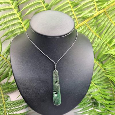 New Zealand Greenstone Pounamu Double Koru Tear Drop RDK001