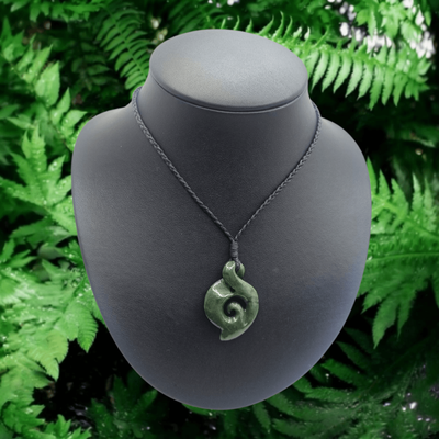 ​New Zealand Greenstone Pounamu Twist with Koru Pendant 091
