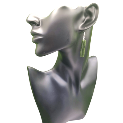 New Zealand Greenstone Pillar Short Drop Earrings 001