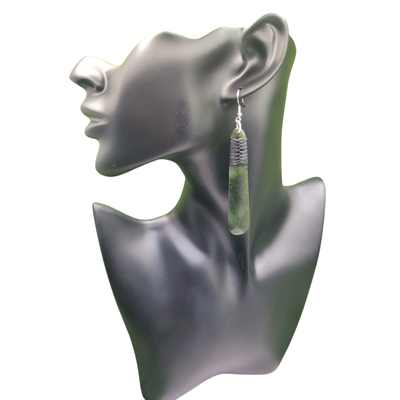 New Zealand Greenstone Pounamu Lashed Roimata Drop Earrings
