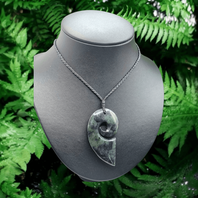 New Zealand Greenstone Pounamu  Koru Pendant  001