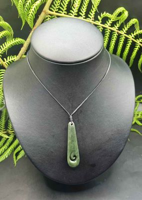 New Zealand Greenstone Tear Drop with Koru RO2