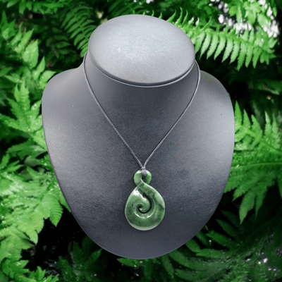 New Zealand Greenstone Pounamu Twist with Koru Pendant  TR 002