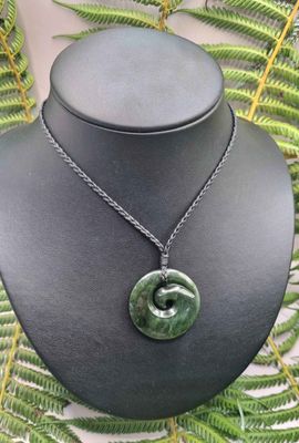 New Zealand Greenstone Pounamu Koru Pendant K2