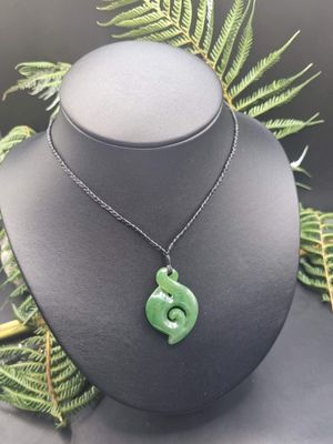 New Zealand Greenstone  Pounamu Twist with Koru 041