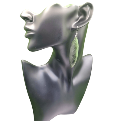 New Zealand Greenstone Etched Drop Earrings