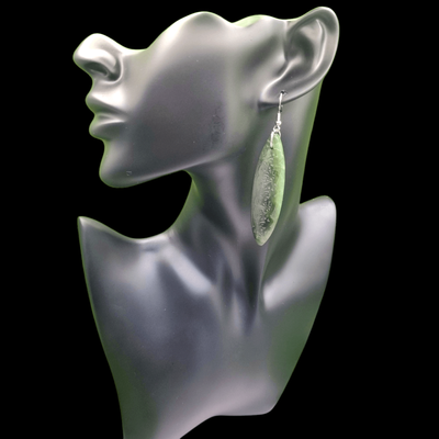 New Zealand Greenstone Etched Drop Earrings