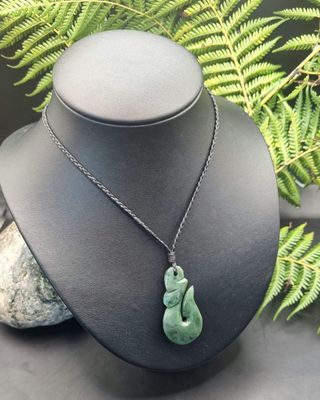 New Zealand Greenstone Pounamu Hei Matau Fish Hook