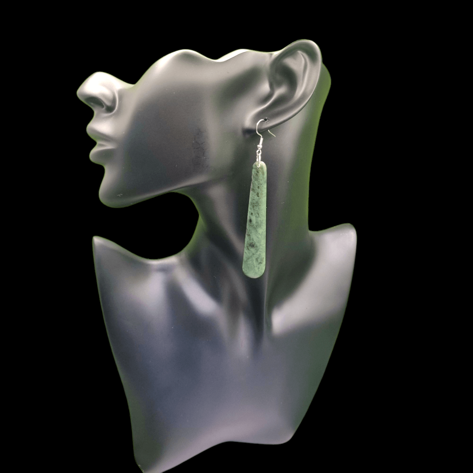Hand carved New Zealand Greenstone Pounamu earrings