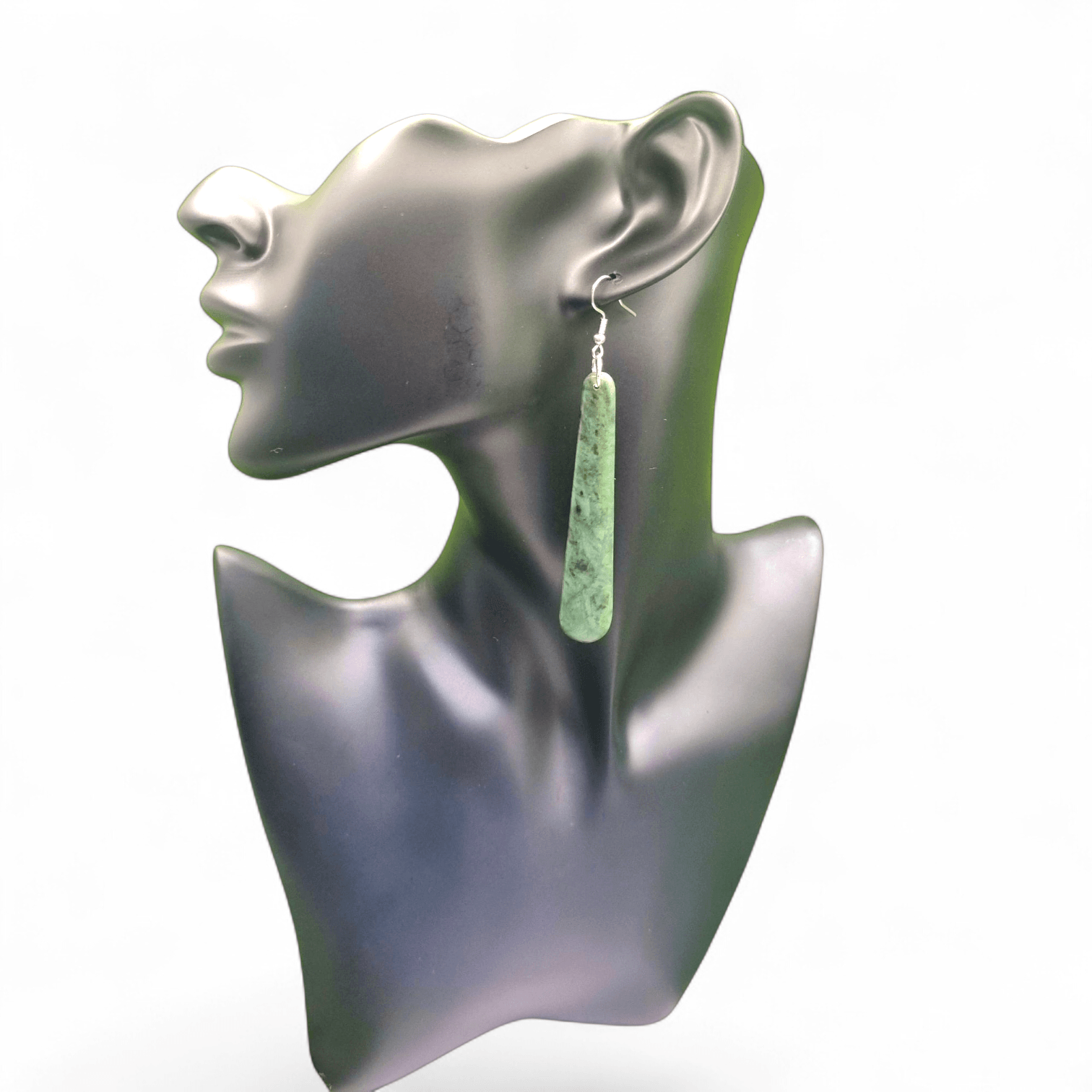 Hand carved New Zealand Greenstone Pounamu earrings