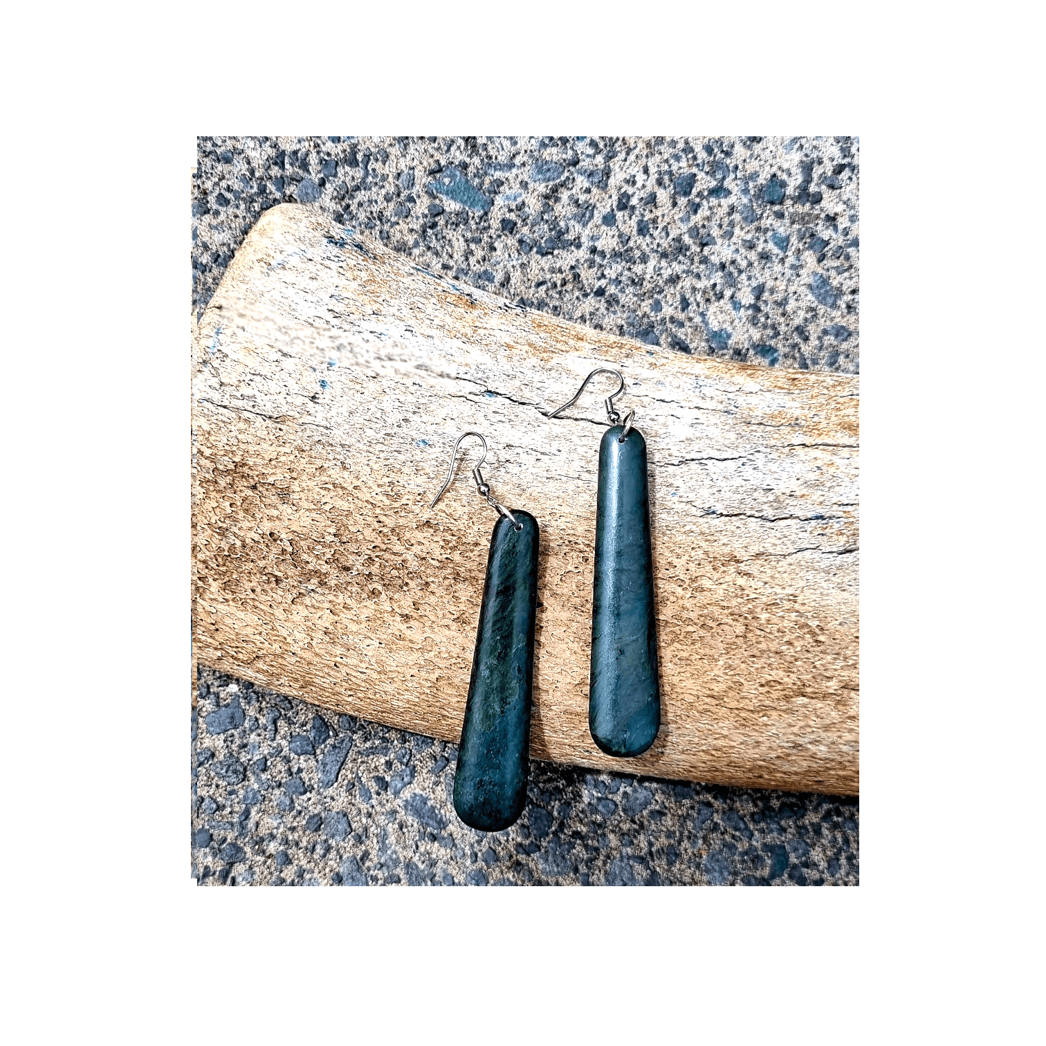 Hand carved New Zealand Greenstone Pounamu earrings