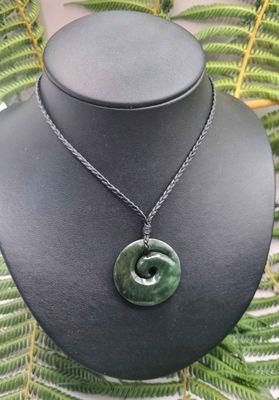 New Zealand Greenstone small Koru Pendant K1