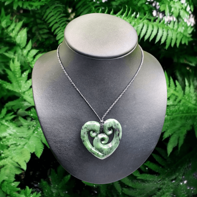 New Zealand Greenstone Pounamu Triple Koru Heart TKH101