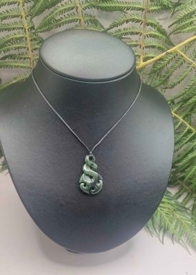 ​New Zealand Greenstone Pounamu Twist with Korus  81