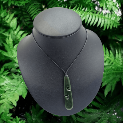 New Zealand Greenstone Double Koru Tear Drop DK17