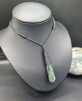 New Zealand Greenstone Pounamu lashed Roimata Drop Pendant RR