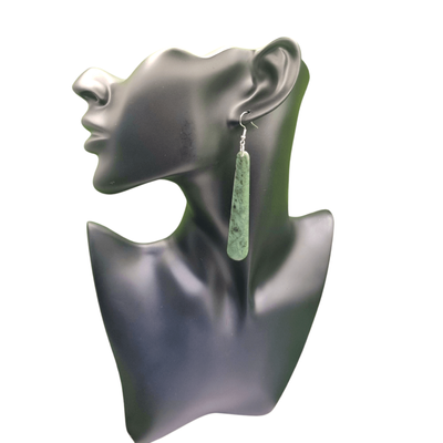 New Zealand Greenstone long Roimata Drop Earrings