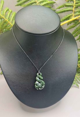 ​New Zealand Greenstone Pounamu Twist with Korus  71