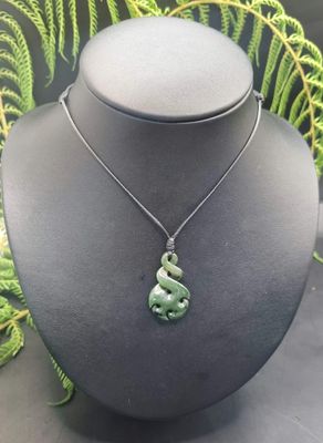 ​New Zealand Greenstone Pounamu Twist with Korus  090