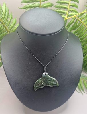 New Zealand Greenstone Pounamu Whale Tail 01