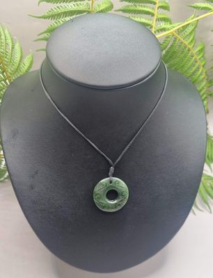 New Zealand Greenstone Pounamu Kopae Circle CPendant