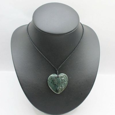 New Zealand Greenstone Pounamu Manawa Heart Pendant  H007