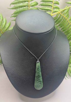 New Zealand Greenstone Pounamu Roimata Drop Pendant 01