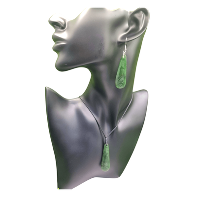 New Zealand Greenstone Roimata Drop Pendant Set 205