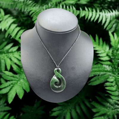 New Zealand Greenstone Pounamu Twist with Koru Pendant  TR 001