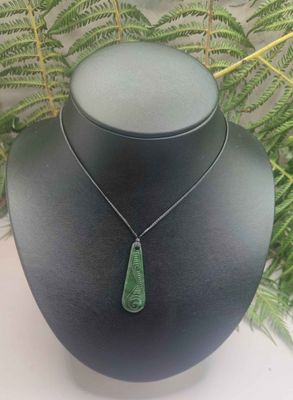 New Zealand Greenstone Pounamu Roimata Drop Pendant 32T