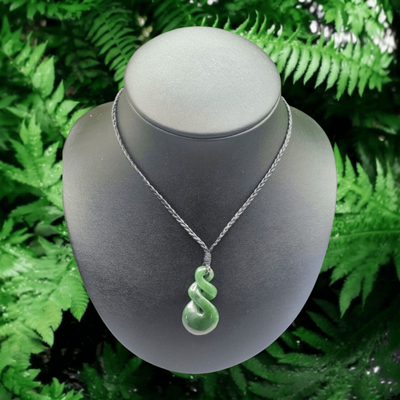 New Zealand Greenstone Pounamu  Pikorua Double Twist Pendant DT 100