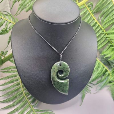 New Zealand Greenstone Pounamu  Koru Pendant  011