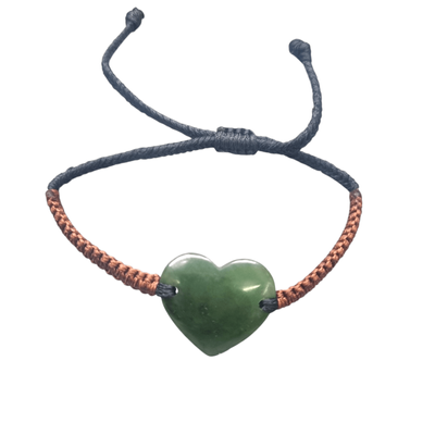 New Zealand Greenstone Pounamu Heart Bracelet H3