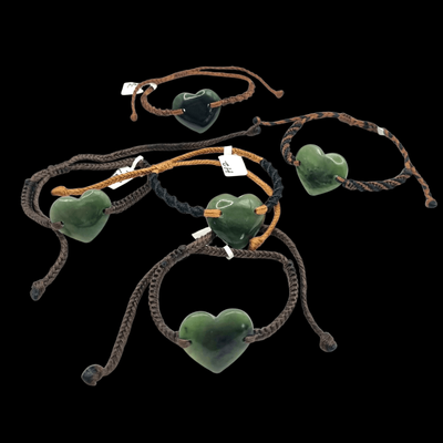 New Zealand Greenstone Pounamu Heart Bracelets