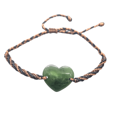 New Zealand Greenstone Pounamu Heart Bracelet H1 H