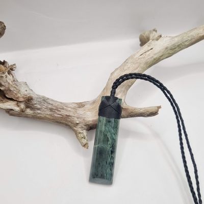 New Zealand Greenstone Kawakawa Mix Pounamu Hei Toki Pendant  KKM 73