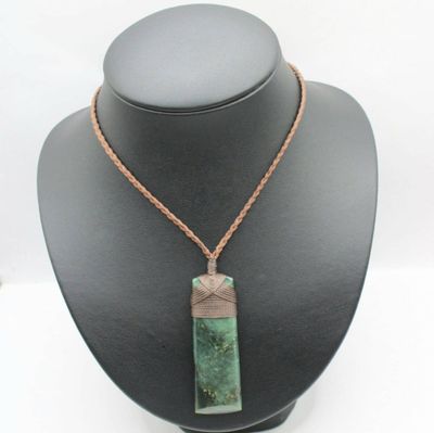 New Zealand Greenstone Kawakawa Mix Pounamu Toki Pendant  KKM 70