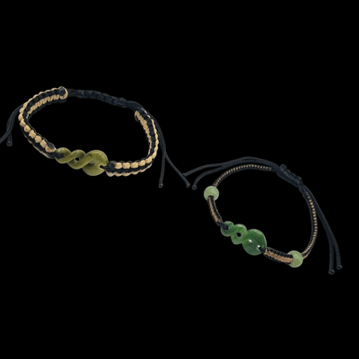 New Zealand Greenstone Pounamu Pikorua Twist  Bracelet