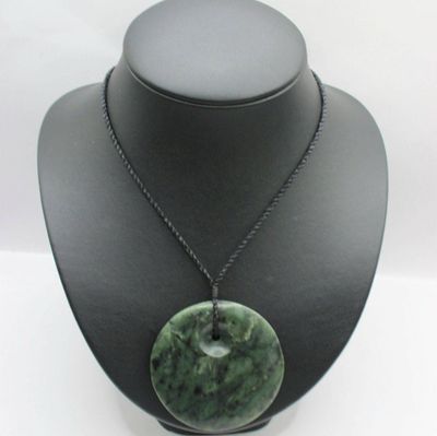 New Zealand Greenstone Pounamu Kopae Circle Disc NecklaceKP001