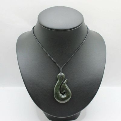 NZ Greenstone  Pounamu Hei Matau Fish Hook Necklace FH01