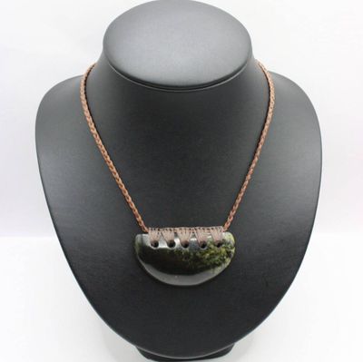 NZ Greenstone Tangiwai Flower Pounamu Breast Plate Necklace BP270