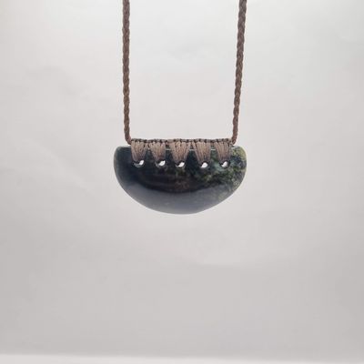 NZ Greenstone Tangiwai Flower Pounamu Breast Plate Necklace BP270